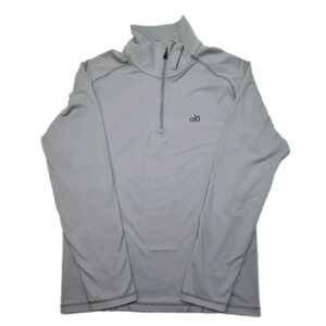 Alo Yoga Women's S Gray CoolFit Quarter Zip Pullover Air Land Ocean Cropped
